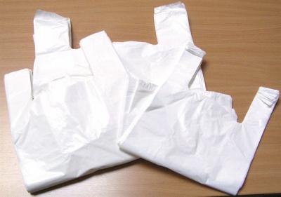 Igelitová taška, biela, 28x8x50 cm