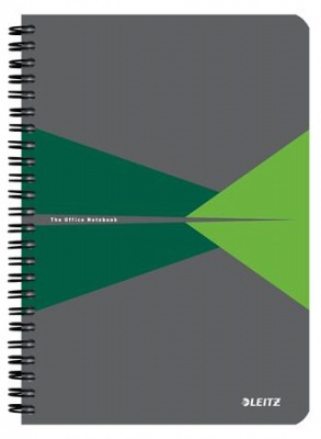 Blok, A5, štvorčekový, 90 listov, laminovaná kartónová obálka, LEITZ "Office", sivá-zelená