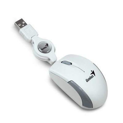Myš, optická, malá, USB, GENIUS "Micro Traveler", biela