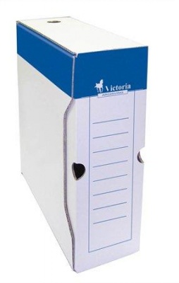 Archívny box, A4, 100 mm, kartón, VICTORIA OFFICE, biely