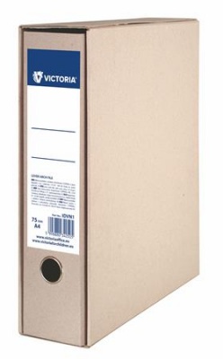 Pákový šanón s obalom z prírodného materiálu, 75 mm, A4, kartón, VICTORIA OFFICE, prírodný