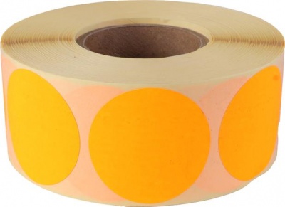 Etikety, 38 mm kruh, 1000 etikiet/kotúč, oranžové