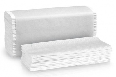 Papierové utierky, V ohyb, 2- vrstvové, 150 listov, „Zig-Zag“, snehobiela farba