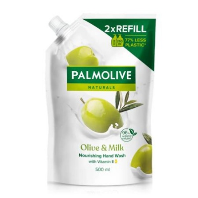 Tekuté mydlo, náhradná náplň, 0,5 l, PALMOLIVE Nourishing "Olive and milk"