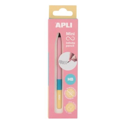Nekonečná ceruzka, mini, HB, šesťhranná, tricolor, APLI "Infinite", ružová