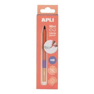 Nekonečná ceruzka, mini, HB, šesťhranná, tricolor, APLI "Infinite", oranžová