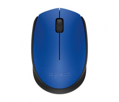 Myš, bezdrôtová, optická, stredná veľkosť,  USB, LOGITECH "M171", modrá