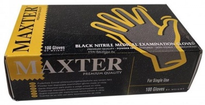 Ochranné rukavice, jednorazové, nitrilové, veľkosť S, 100 ks, nepudrované, čierna