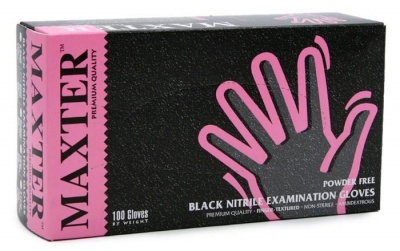 Ochranné rukavice, jednorazové, nitrilové, veľkosť XL, 100 ks, nepudrované, čierna