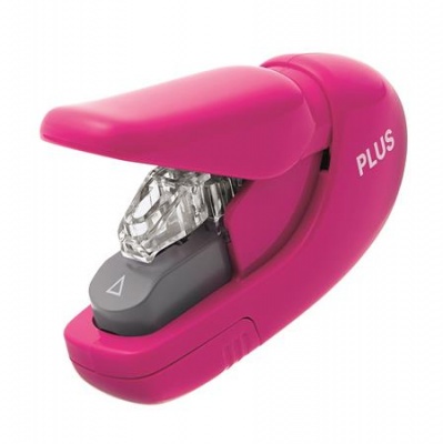 Zošívačka bez spiniek, ručná, 5 listov, PLUS, ružová