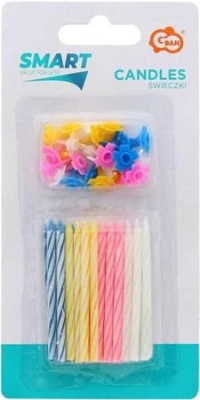 Narodeninové sviečky, s podstavcom, 24 ks