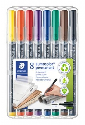 Permanentný popisovač, sada, OHP, 1 mm, STAEDTLER "Lumocolor® 317 M", 8 rôznych farieb
