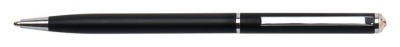 Guľôčkové pero, "SLIM", Crystals from SWAROVSKI®, so zlatým krištáľom, 13 cm, ART CRYSTELLA, čierna