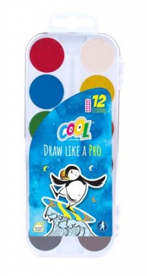 Vodové farby, 12 farieb, 24 mm, COOL BY VICTORIA