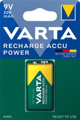 Nabíjateľná batéria, 9V, 1x200 mAh, prednabitá, VARTA "Power"