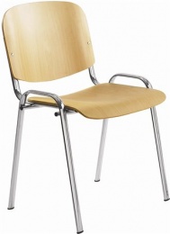 Konferenčná stolička, drevené sedadlo, chrómová kostra, "1120 LC"