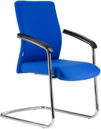 Konferenčná stolička, čalúnená, chrómová konštrukcia, "BOSTON/S", modrá