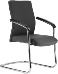 Konferenčná stolička, čalúnená, chrómová konštrukcia, "BOSTON/S", sivá