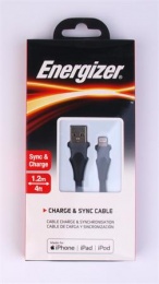 USB kábel, USB-A - Lightning (Apple), 1,2m, ENERGIZER, čierna