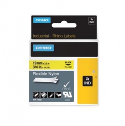 Páska do štítkovača, flexibilná ID, 19 mm x 3,5 m, DYMO "Rhino", žltá-čierna