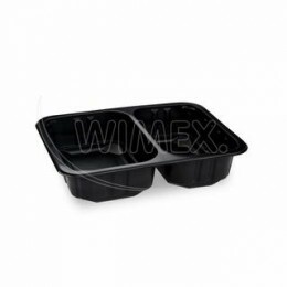 Menu misa (PP) 2dielna čierna na zatavovanie 227 x 178 x 50 mm 1300ml [4 x 80 ks] Wimex